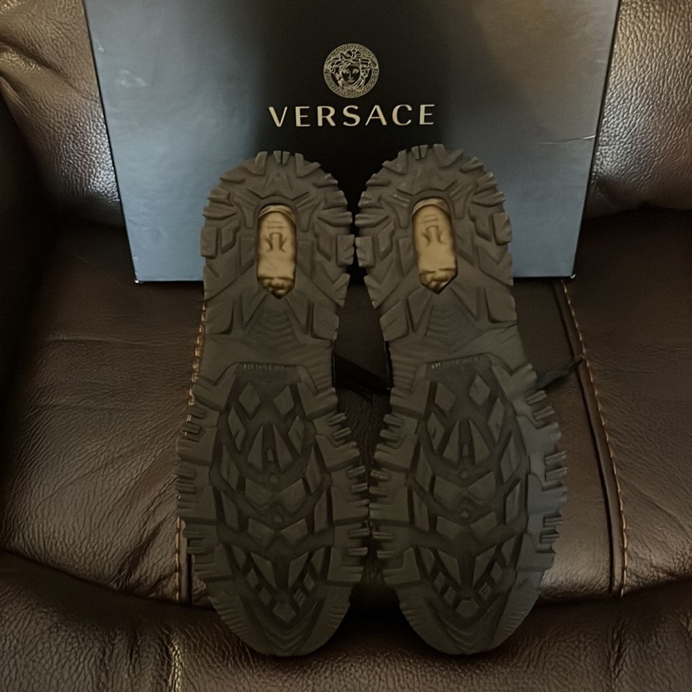 Versace La Greca leather suede monogram combat Boots NWB - Picture 7 of 7